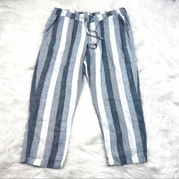 Allen Allen Pants - Allen Allen New 100% Linen Striped Capri Pants
